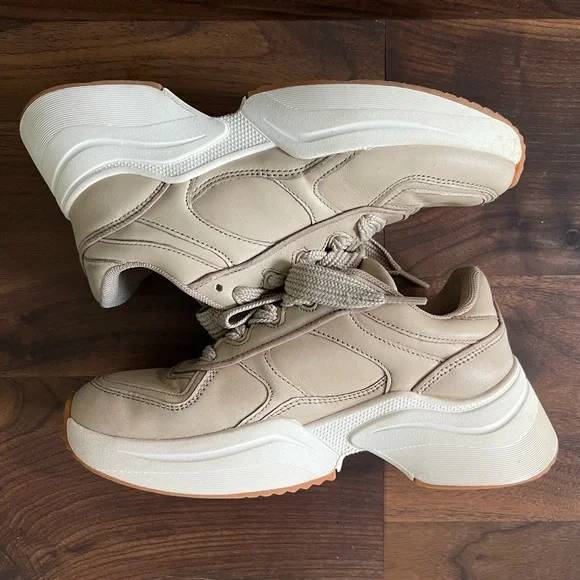 Chunky Sneakers Zara Sneaker Beige Zara Women's Thick Sole Leather